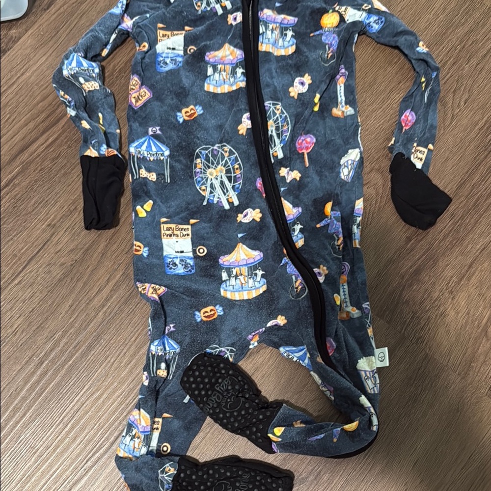 Cozy Blue and Black Footies with Winter Motifs
